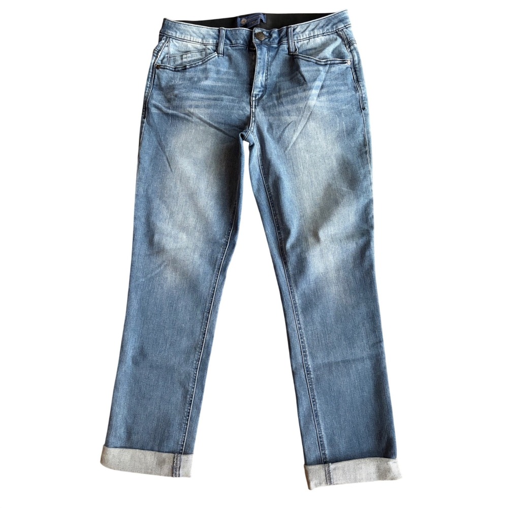 Democracy Absolution Straight Leg Jeans Womens 10 Blue Medium Wash Cuffed Denim